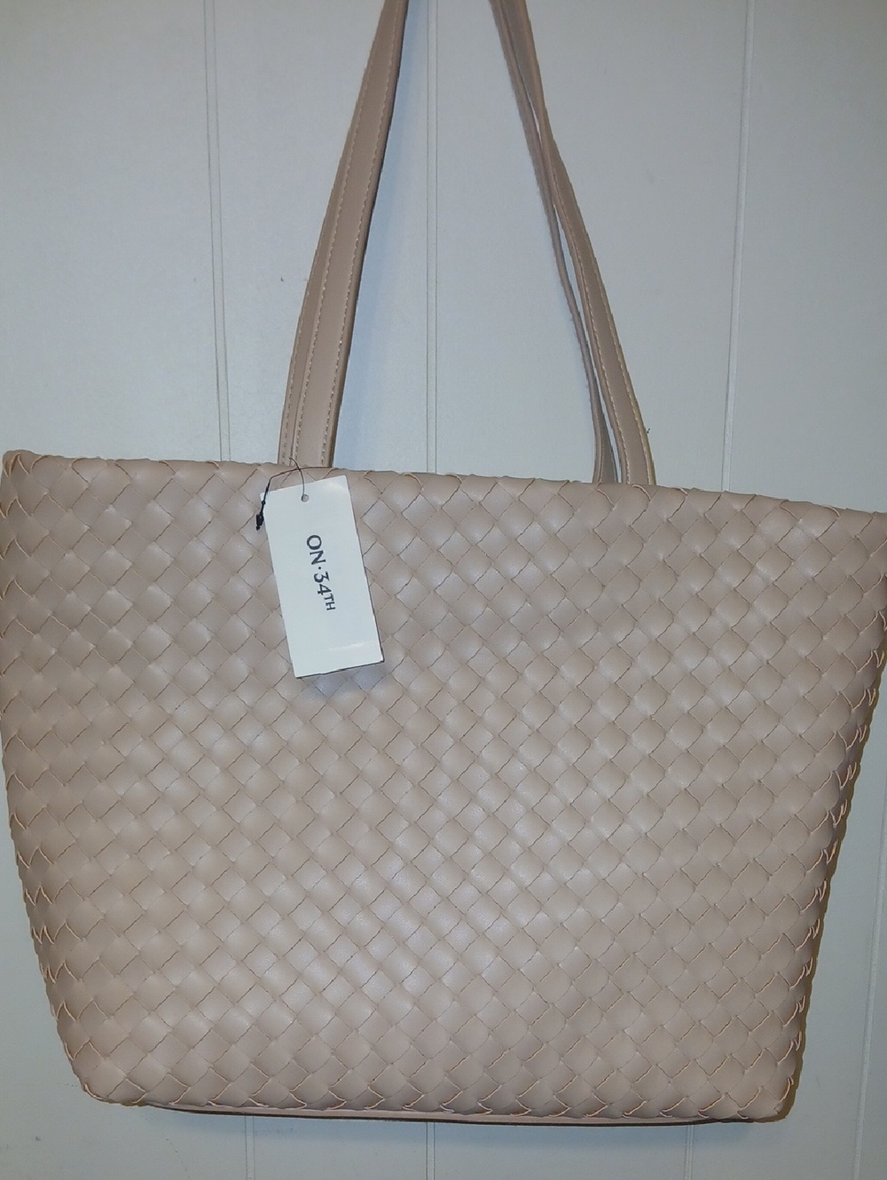 On 34th/Weihai Beige Woven Tote Bag